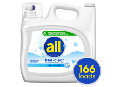 All The Original Liquid Laundry Detergent, Free Clear, 166 Loads, 208 fl oz/6.15 L