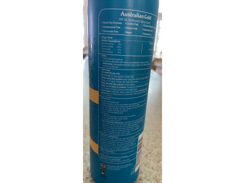 Australian Gold Extreme Sport Continuous Spray Sunscreen, SPF 50, Ultra Chill, 6 oz/170 g