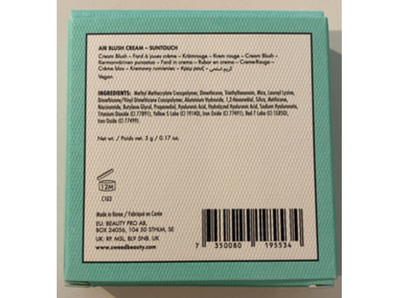 Sweed Air Blush Cream, Suntouch, 0.17 oz/5 g