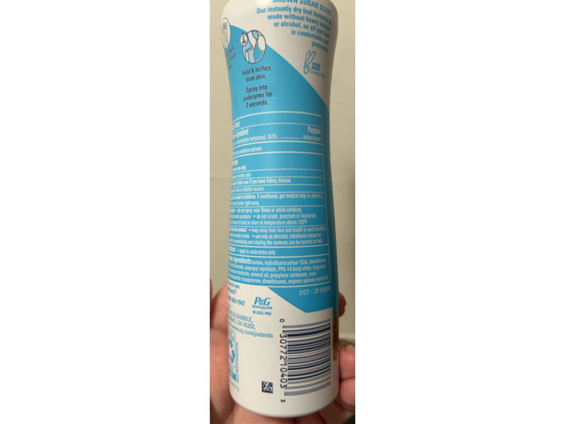 Secret Weightless Antiperspirant/Deodorant Dry Spray, Brown Sugar + Argan Oil, 4.1 oz/116 g, Pack Of 3