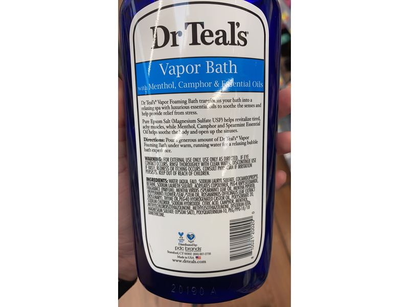 Pure Epsom Teal's Foaming Bath Salt, Vapor Bath Menthol Camphor, 24 fl oz