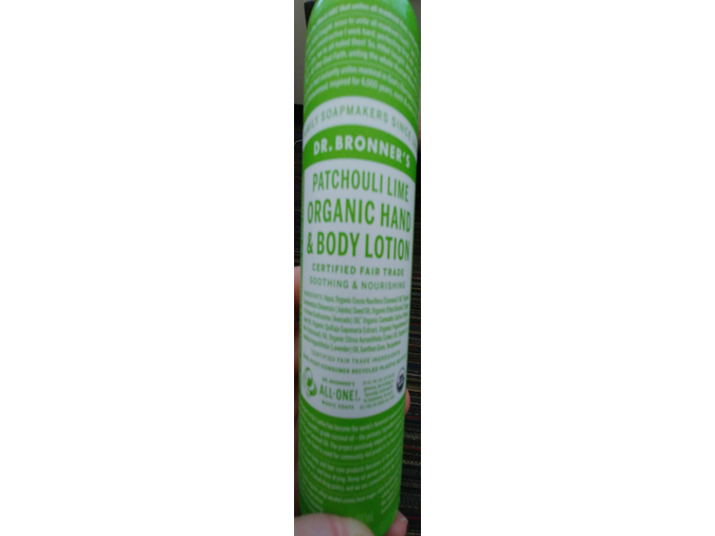 Dr Bronner's Organic Hand & Body Lotion, Patchouli Lime, 8 fl oz/237 mL