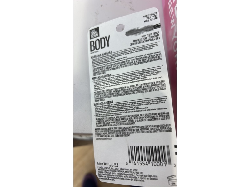 Maybelline Lash Sensational Body Washable Mascara, 901 Very Black, 0.30 fl oz/9 mL