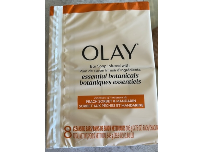 Olay Bar Soap, Peach Sorbet & Mandarin, 3.75 oz/106 g, 8 count