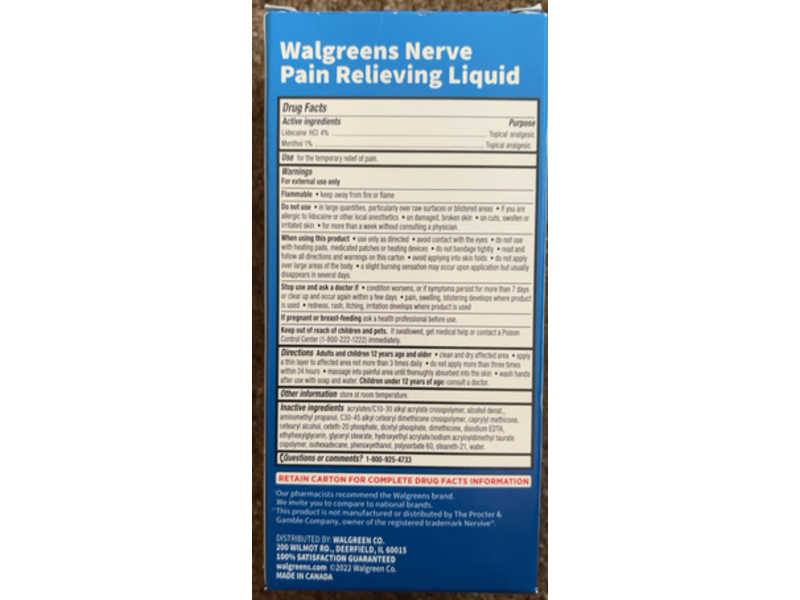 Walgreens Nerve Pain Relieving Roll-On, 2.5 fl oz/74 mL