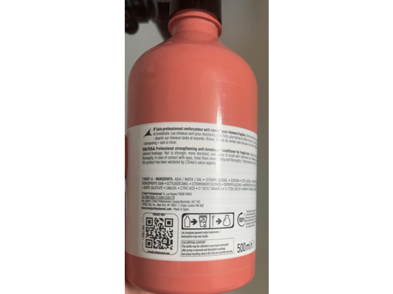 L'Oreal Professionnel Inforcer Conditioner, B6+ Biotin, 16.9 fl oz/500 mL