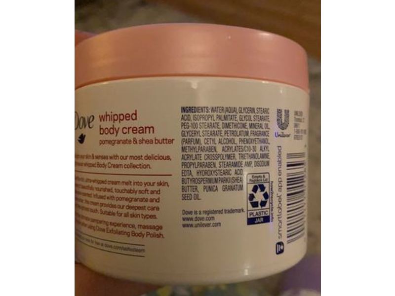 Dove Whipped Body Cream, Pomegranate And Shea Butter, 10 oz/283 g