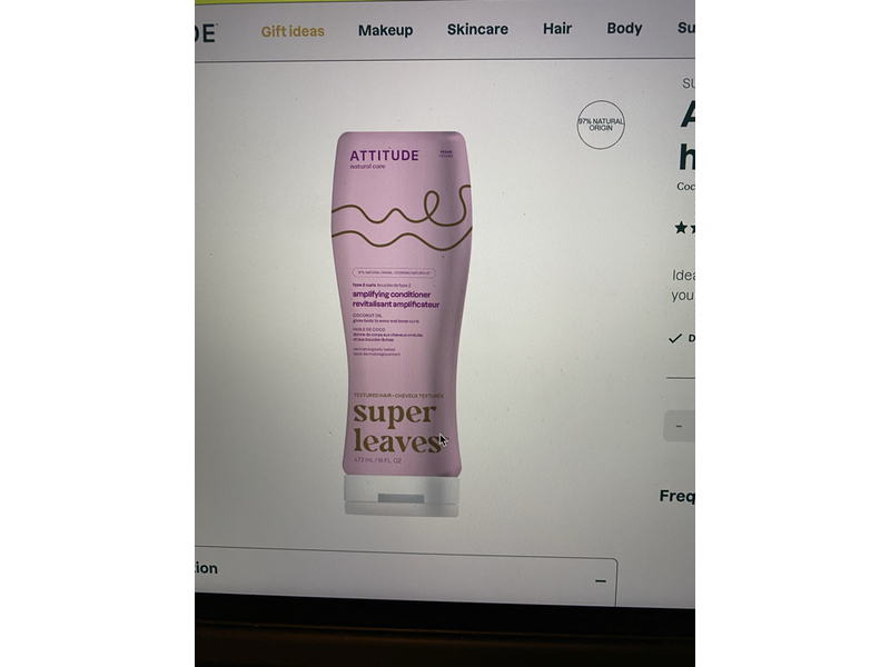 Attitude Super Leaves Amplifying Conditioner, Coconut Oil, 16 fl oz/473 mL