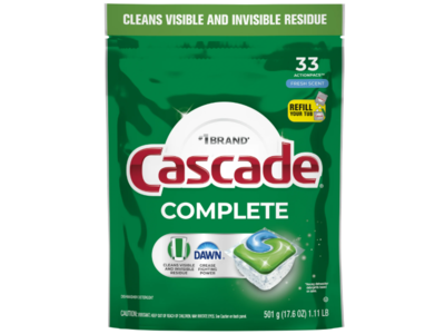 Cascade Complete Dishwasher Pods, Fresh Scent, 17.6 fl oz/501 g, 33 Count