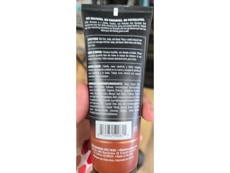 GIBS Bio Fuel Hair & Beard Shampoo, 3.25 fl oz/96.11 mL