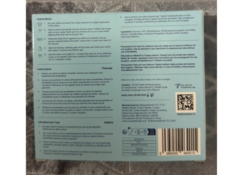 MySweetSmile PAP Teeth Whitening Strips, 21 Count