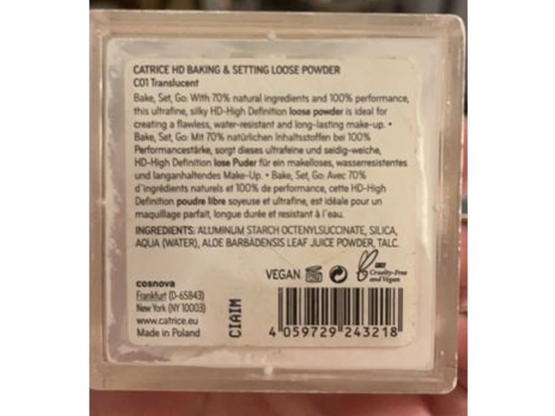 Catrice HD Baking & Setting Loose Powder, C01 Translucent, 0.81 oz/23 g