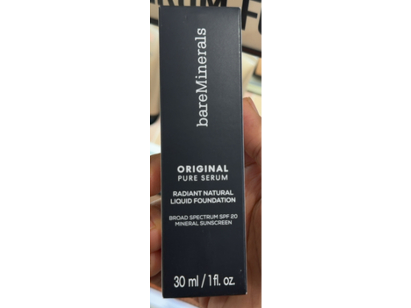 bareMinerals Original Pure Serum Radiant Natural Liquid Foundation, SPF 20, Medium Deep Warm 4, 1 fl oz/30 mL