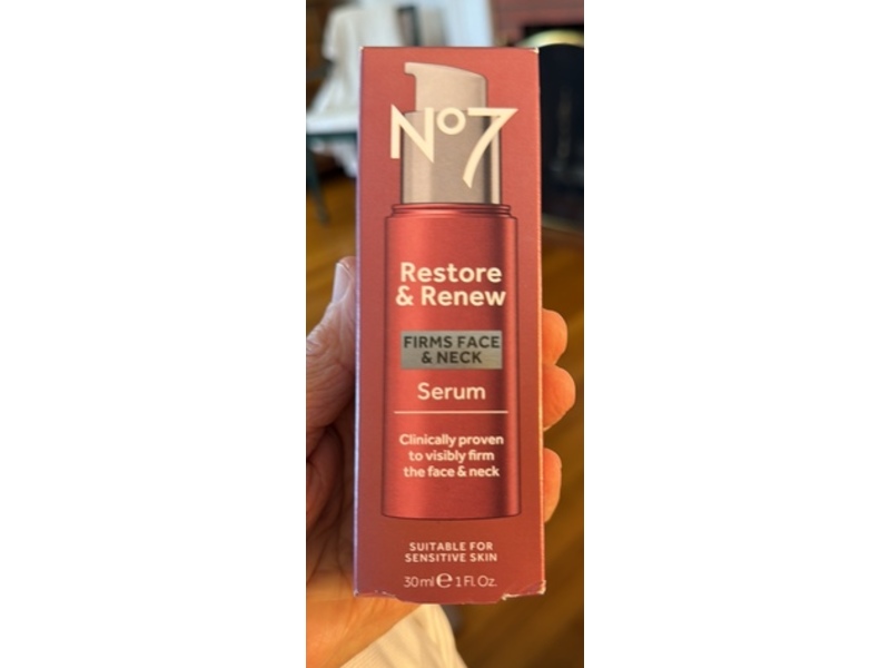 No7 Restore & Renew Firms Face & Neck Serum, 1 fl oz/30 mL
