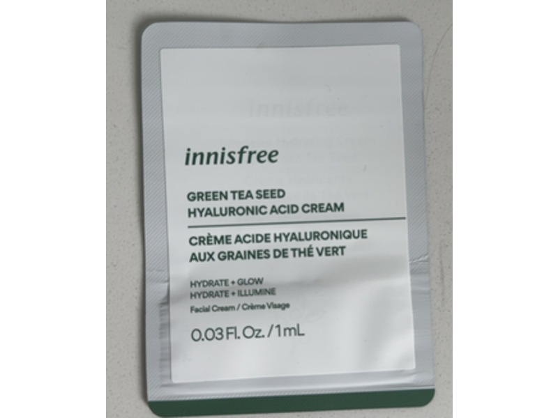 Innisfree Hyaluronic Acid Facial Cream, Green Tea Seed, 0.03 fl oz/1 mL