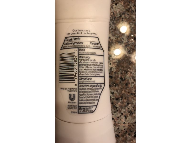 Dove 72h Advanced Care Antiperspirant Deodorant Stick, Apple & White Tea, 2.6 oz/74 g