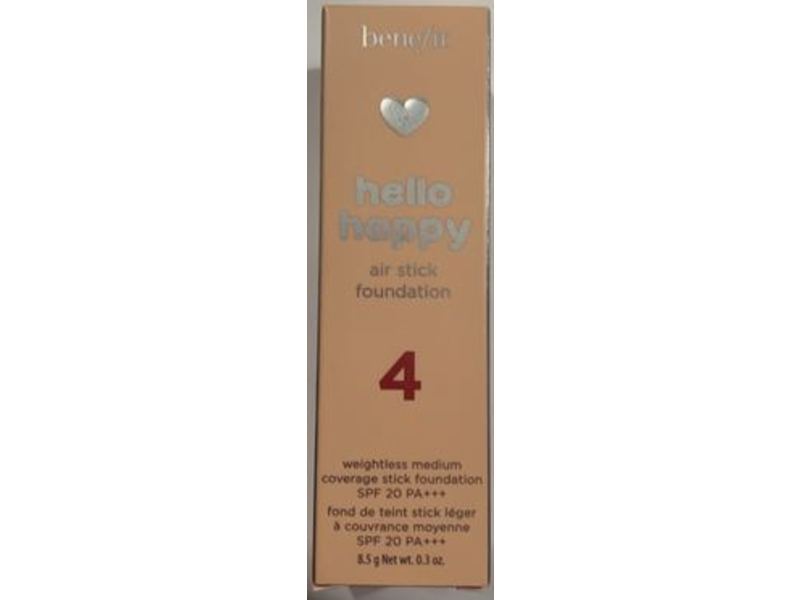 Benefit Hello Happy Air Stick Foundation, SPF 20 PA+++, 4 Medium Neutral, 0.3 oz/8.5 g