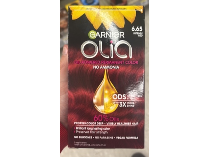 Garnier Olia Permanent Hair Color, 6.65 Intense Red, 6.3 fl oz, Pack Of 2