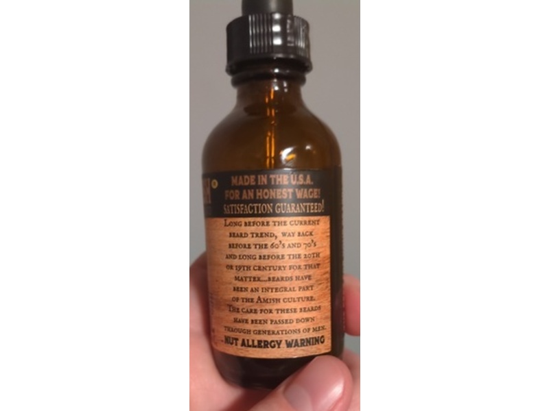 Honest Amish Pure Beard Oil, Unscented, 2 fl oz/60 mL