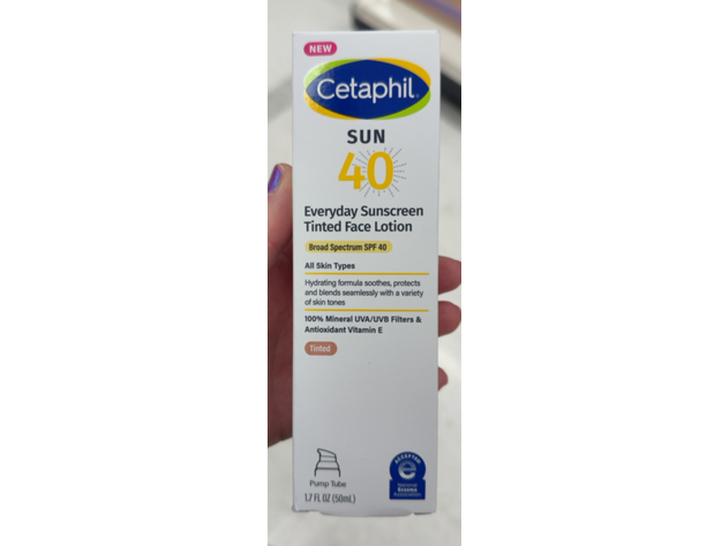 Cetaphil Everyday Sunscreen Tinted Face Lotion, SPF 40, Tinted, 1.7 fl oz/50 mL
