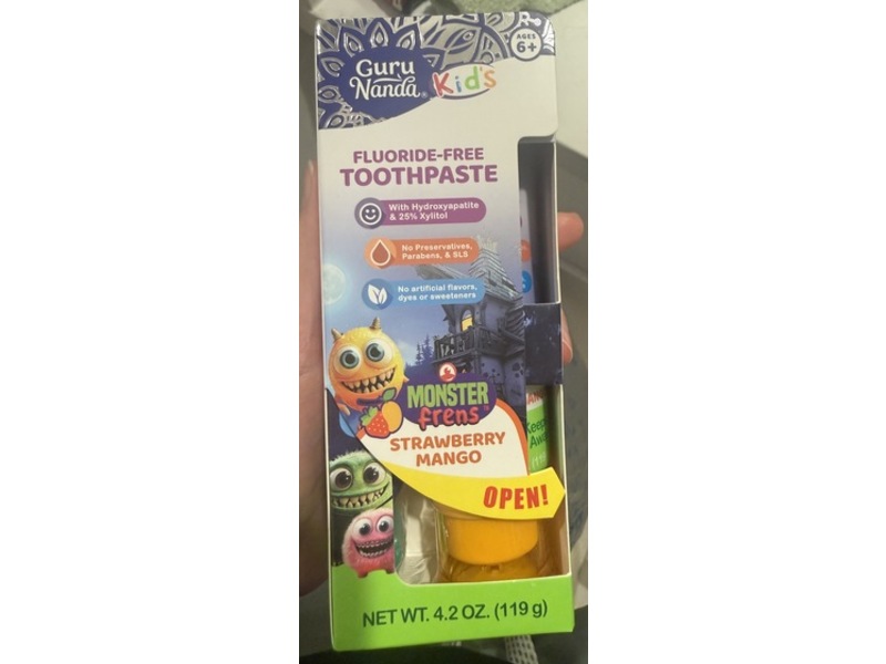 Guru Nanda Kid's Toothpaste, Strawberry Mango, 4.2 oz/119 g