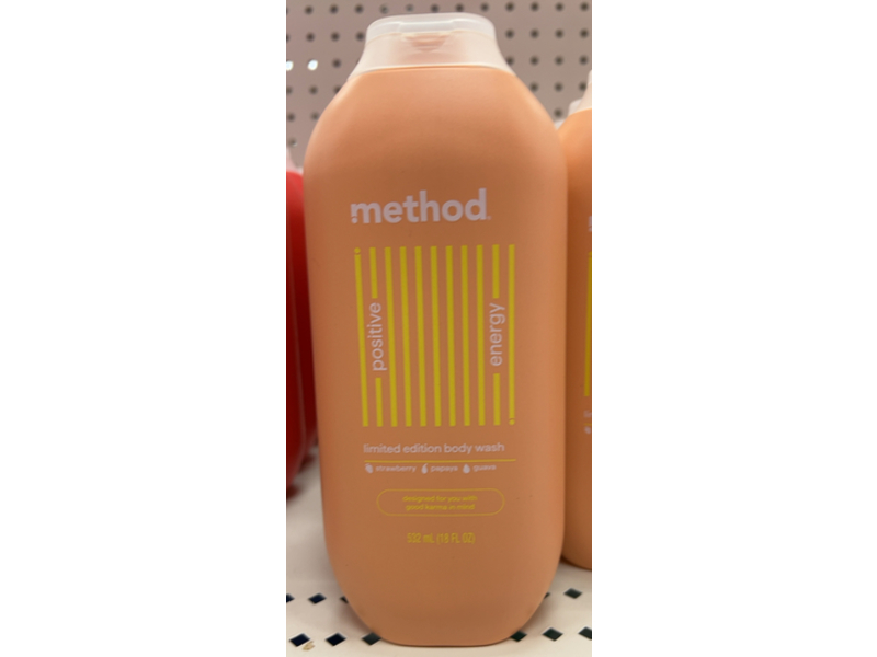 Method Positive Energy Body Wash, strawberry, papaya, guava, 18 fl oz/532 mL