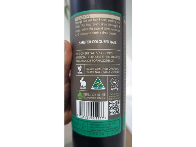 Everescents Organic Hair Care Shampoo, Fresh Mint, 33.8 fl oz/1 L