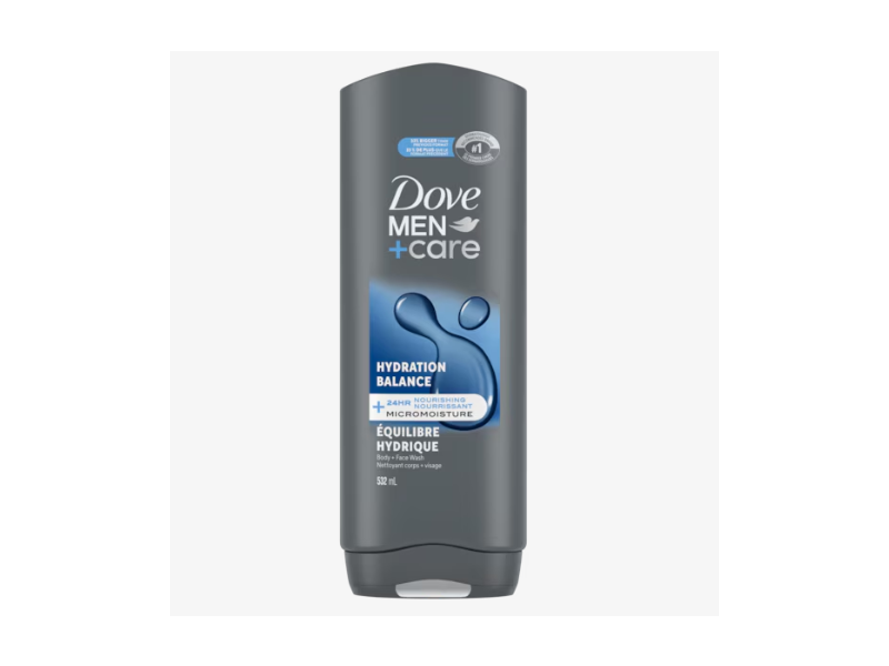 Dove Men + Care Body And Face Wash, Hydration Balance, 18 fl oz/532 mL