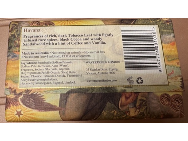 Wavertree & London Natural Plant Soap, Havana, 7 oz/200 g
