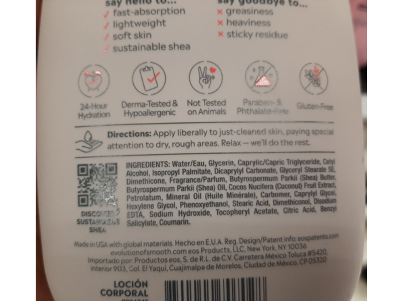 Evolution Of Smooth (EOS) 24H Moisture Body Lotion, Coconut Waters, 16 fl oz/473 mL, Pack Of 3