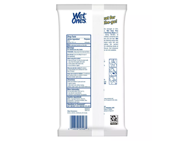 Wet Ones Plus 70% Alcohol, 20 count