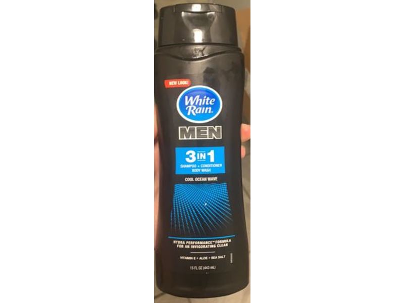 White Rain Men 3-In-1 Shampoo + Conditioner And Body Wash, Cool Ocean Wave, 15 fl oz/443 mL