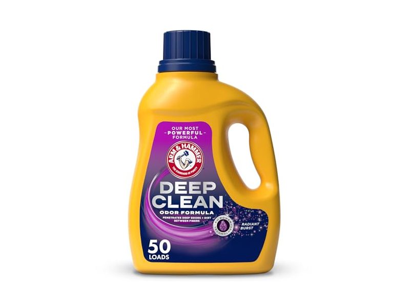 Arm & Hammer Deep Clean Odor Formula Liquid Laundry Detergent, Radiant Burst, 50 Loads, 75 fl oz/2.21 L