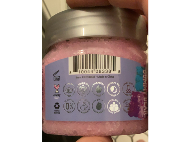 Global Beauty Care Gummy Bear Exfoliating Sugar Scrub, Glycolic Acid + Pink Sugar, 6 oz/170 g