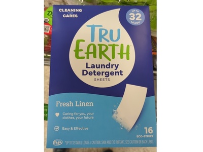 Tru Earth Laundry Detergent Sheets, Fresh Linen, 32 Loads, 16 Count
