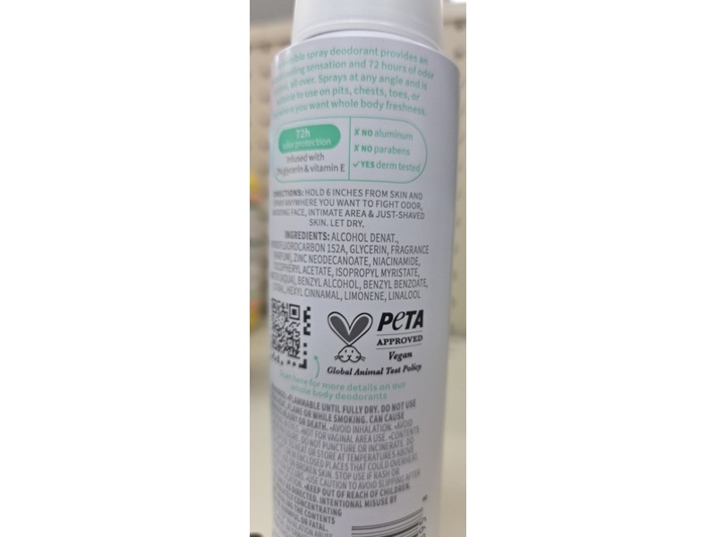 Dove Whole Body Deodorant Cooling Spray, Sage & Lavender, 4 oz/113 g