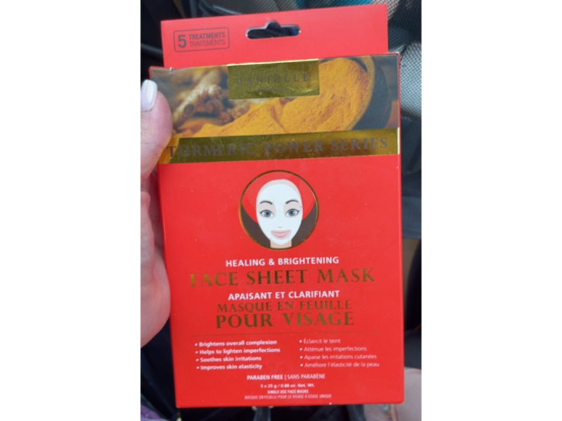 Danielle Healing & Brightening Tumeric Power Series Face Sheet Mask, 0.88 oz/25 g (5 Count)