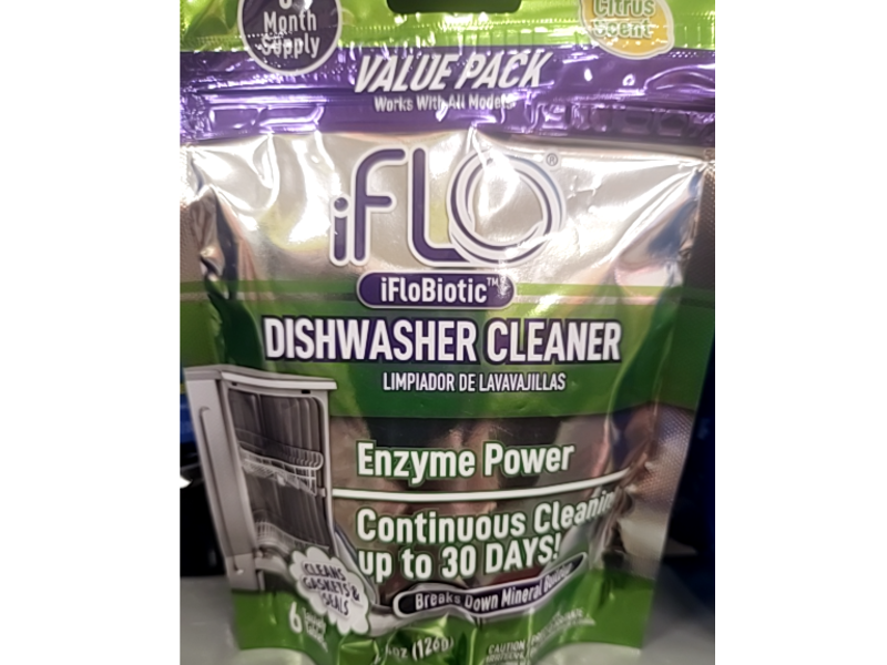 iFLO Dishwasher Cleaner Tablets, Citrus Scent, 4.4 oz/126 g, 6 Count