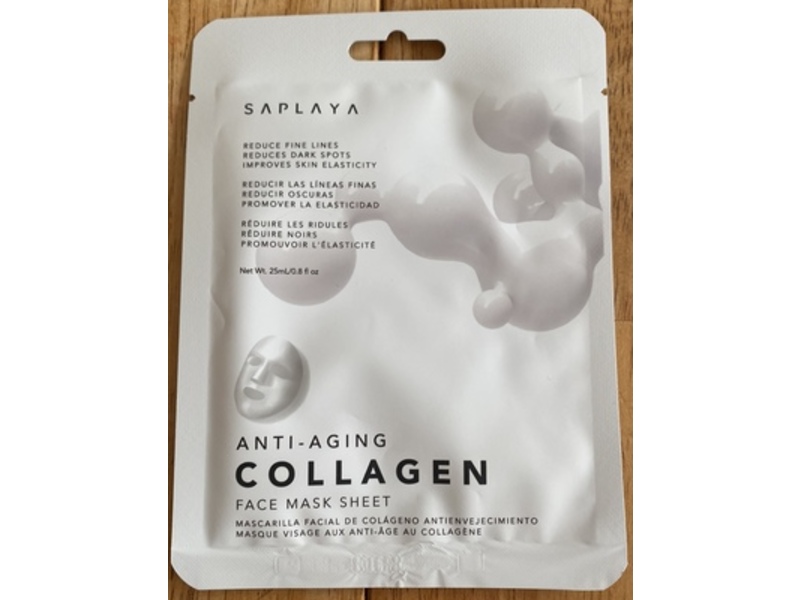 Saplaya Anti-Aging Face Mask Sheet, Collagen, 0.8 fl oz/25 mL