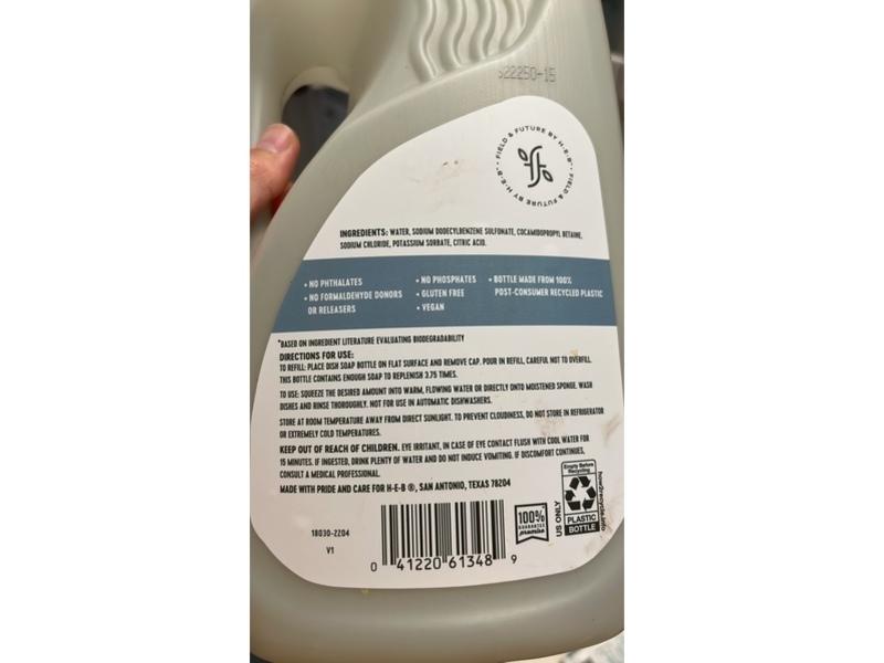 H-E-B Fieled & Future Dishwashing Liquid, 90 fl oz/2.66 L