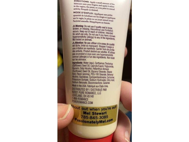 Pure Romance Kissable Creamy Lubricant, Vanilla Cupcake, 3 fl oz/90 mL