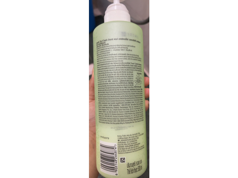 Pantene Detox & Moisturize Light Conditioner, Micellar, Waterlily Extract, 530 mL