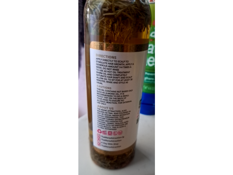 The Mane Attraction Extra Strength Hair Growth Oil, Rosemary + Fenugreek, 4 oz/120 mL