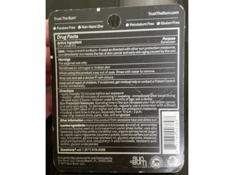 Sun Bum Signature Sunscreen Premium Zinc Lip Balm, SPF 30, 0.15 oz/4.25 g