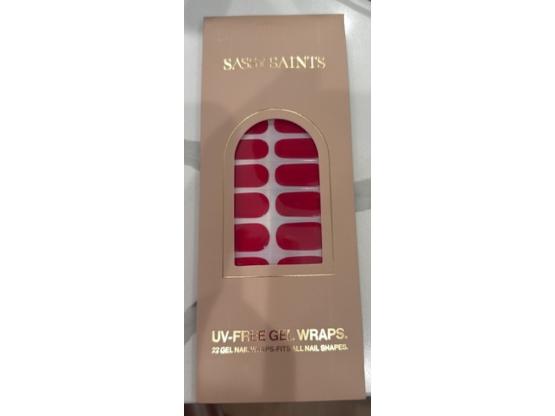 Sassy Saints Uv Free Gel Nail Wraps, Red Alert, 22 Count