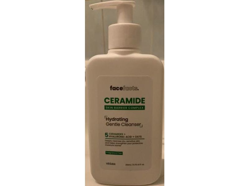 FaceFacts Ceramide Hydrating Gentle Cleanser, 5 Creamides, Fragrance Free, 13.53 fl oz/400 mL