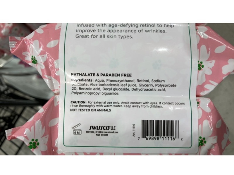 Precision Beauty Make-Up Removing Cleansing Wipes, Retinol, 40 Count, Pack Of 4