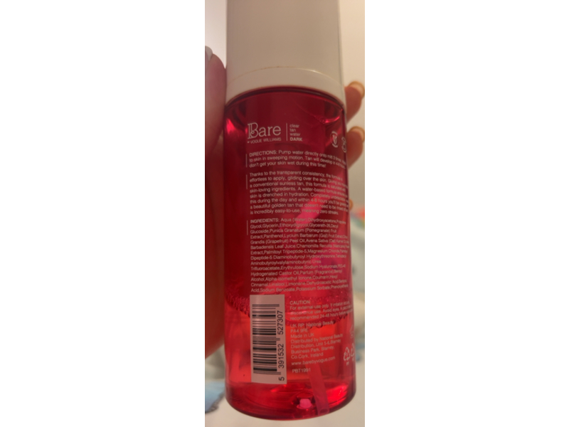 Vogue Williams Bare Clear Tan Water, Dark, 5.07 fl oz/150 mL