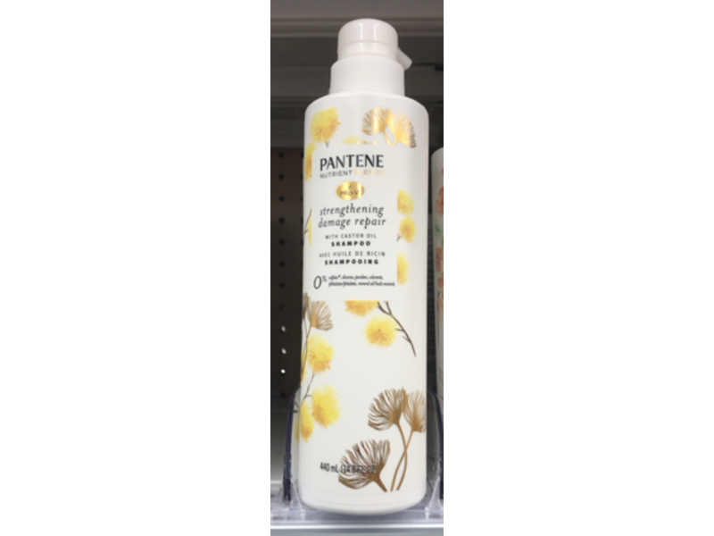 Pantene Strengthening Damage Repair Shampoo, Castor Oil, 14.8 fl oz/440 mL, Pack Of 2