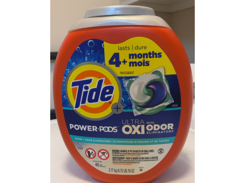 Tide Ultra OXI Power Pods Laundry Detergent, 76 oz/2.17 kg, 45 Count